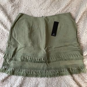 High Waist, Fringe Mini Skirt